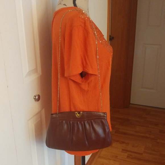 BROWN CLUTCH CROSSBODY CHAIN STRAP HANDBAG - Picture 3 of 6